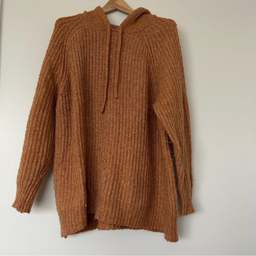 Aerie ribbed oversized hooded wool knit sweater L - Picture 2 of 7